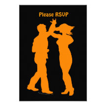 Couple Dance Spin Dancing Silhouette Personalized Invites