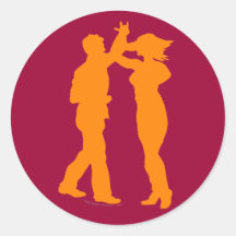 Couple Dance Spin Dancing Silhouette Round Sticker