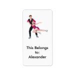 couple figure skating illustration custom address labels