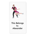 couple figure skating illustration personalized shipping labels