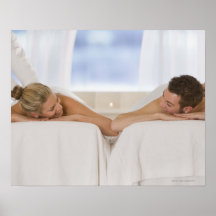 Couple getting massages posters