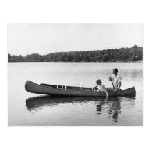 Couple in a Canoe Postcard