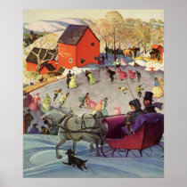 Couple in a Christmas Sleigh, Love and Romance Posters