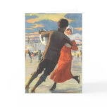 Couple in Love Ice Skating on Christmas Day Card
