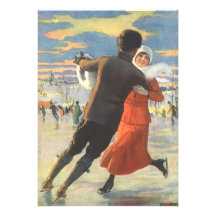 Couple in Love Ice Skating on Christmas Day Announcement