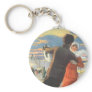 Couple in Love Ice Skating on Christmas Day Key Chains