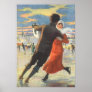 Couple in Love Ice Skating on Christmas Day Print