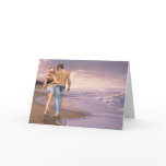 Couple in Love Walking on Beach into the Sunset Greeting Cards