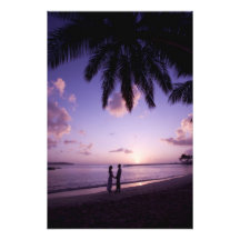 Couple on beach, Windjammer Landing, St. Lucia Art Photo