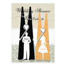 Couple Pegs Wedding Shower Invitation