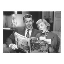 Couple Reading Magazine Custom Invitation
