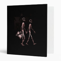 Couple Travelling X-Ray Skeletons - Red Vinyl Binders
