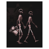 Couple Travelling X-Ray Skeletons - Red