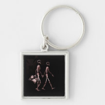 Couple Travelling X-Ray Skeletons - Red Key Chains