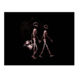 Couple Travelling X-Ray Skeletons - Red Post Cards