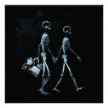 Couple Travelling X-Ray Vision Skeletons - Blue Custom Announcements