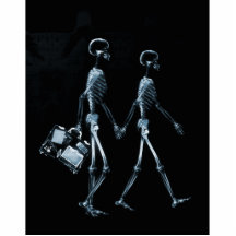 Couple Travelling X-Ray Vision Skeletons - Blue Acrylic Cut Out