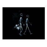 Couple Travelling X-Ray Vision Skeletons - Blue Post Card