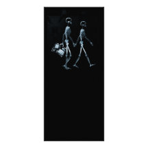 Couple Travelling X-Ray Vision Skeletons - Blue Rack Card