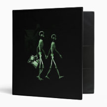 Couple Travelling X-Ray Vision Skeletons - Green 3 Ring Binders