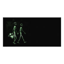 Couple Travelling X-Ray Vision Skeletons - Green Personalized Photo Card