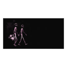 Couple Travelling X-Ray Vision Skeletons - Pink Customized Photo Card