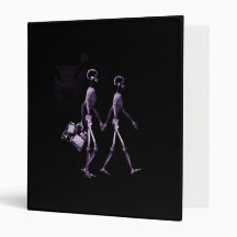 Couple Travelling X-Ray Vision Skeletons - Purple 3 Ring Binders