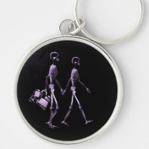 Couple Travelling X-Ray Vision Skeletons - Purple Key Chain