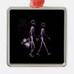 Couple Travelling X-Ray Vision Skeletons - Purple Ornaments