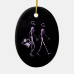 Couple Travelling X-Ray Vision Skeletons - Purple Christmas Tree Ornaments