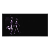 Couple Travelling X-Ray Vision Skeletons - Purple Custom Photo Card