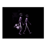 Couple Travelling X-Ray Vision Skeletons - Purple Post Card