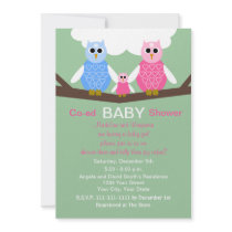 Couples Coed Girl Baby Shower Invitation -- Owls