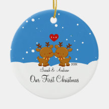 Couples de renne notre premier ornement de Noël