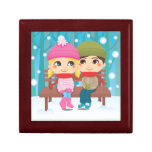 Couples d'hiver boîte à bijoux