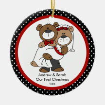 Couples mignons d'ours notre premier ornement de N