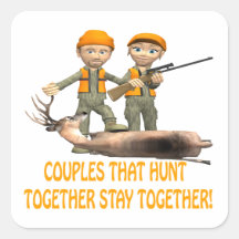 Couples That Hunt Together Stay Together Square Stickers