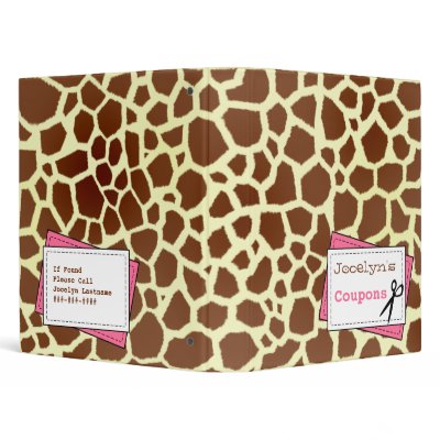 Coupon Organizer - Giraffe Print & Pink Binders by JillsPaperie