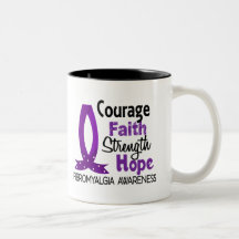 Courage Faith Strength Hope Fibromyalgia Mugs