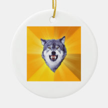 Courage Wolf Advice Animal Meme Christmas Ornaments