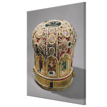 Couronne de mitre réglée avec des perles et de faç toile tendue sur châssis