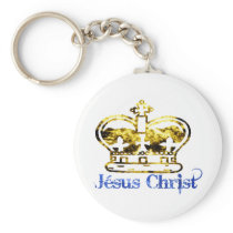 Couronne Jesus Christ Doré Bleu Keychains