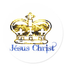 Couronne Jesus Christ Doré Bleu Sticker