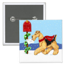Courrier de Dale de Noël d'Airedale Pin's Avec Agrafe