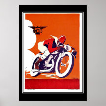 Course vintage de moto d'affiche de voyage