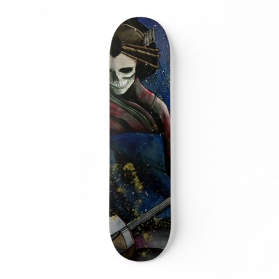 Courtesan and Samisen Custom Skateboard by redrevvy