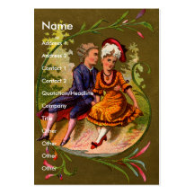 Courting Couple with Floral Surround Business Card