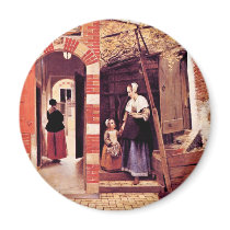 Courtyard Of A House In Delft By Hooch Pieter De ( Fridge Magnets