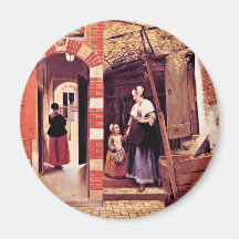 Courtyard Of A House In Delft By Hooch Pieter De ( Fridge Magnets