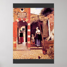 Courtyard Of A House In Delft By Hooch Pieter De ( Poster